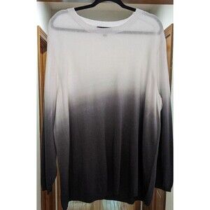 Lane Bryant Woman's Ombre Long Sleeve White & Black Knit Sweater Size 22/24